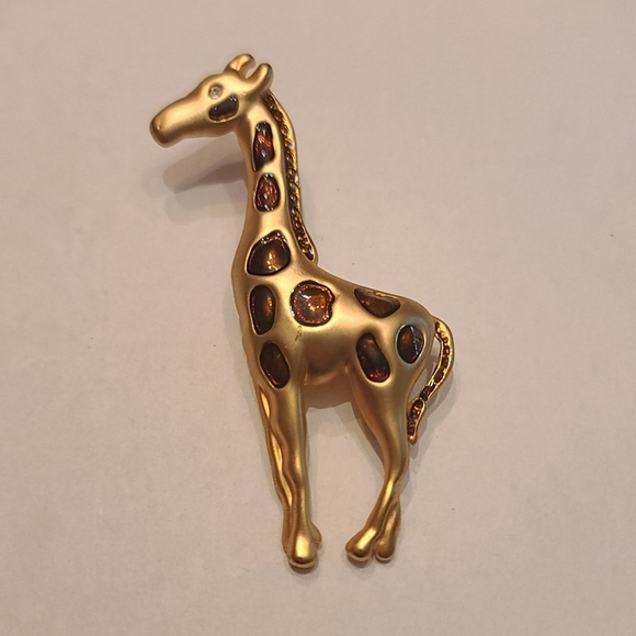 Gold Tone And Amber Stone Giraffe Brooch Pin - Picture 1 of 3